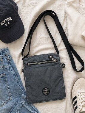 Kipling Blue Nylon Crossbody Bag Small Travel Lightweight Zip Adjustable Strap